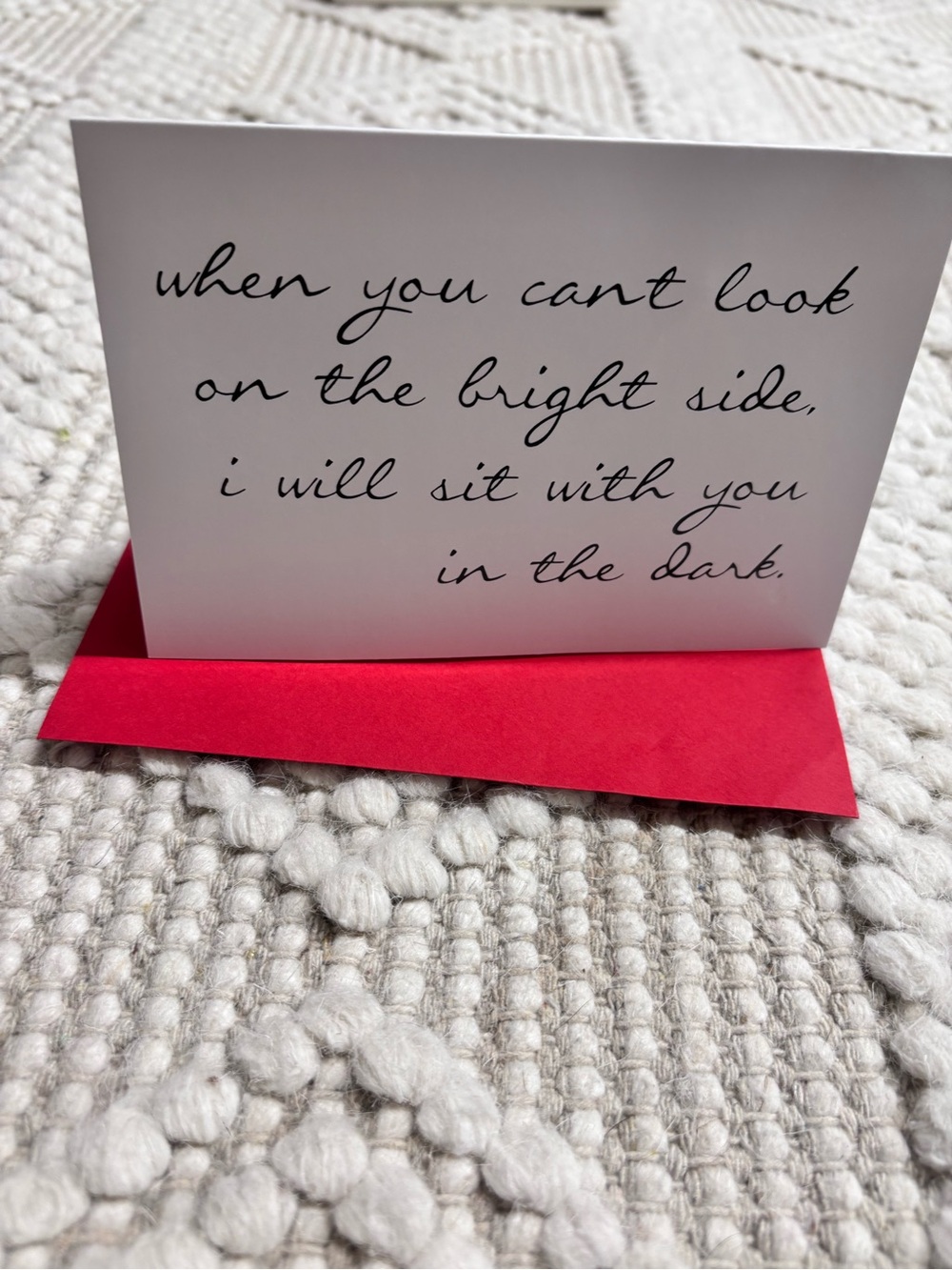 Sympathy Card White with black cursive message of solidarity- envelope included - Picture 2 of 2